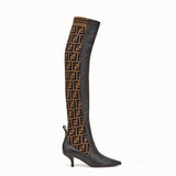 WOMEN'S FENDI Brown leather thigh-high boots
