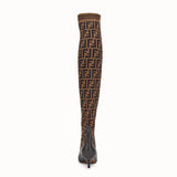 WOMEN'S FENDI Brown leather thigh-high boots