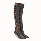 WOMEN'S FENDI Brown leather thigh-high boots