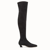 WOMEN'S FENDI Black nubuck thigh-high boots
