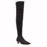 WOMEN'S FENDI Black nubuck thigh-high boots