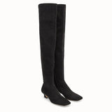 WOMEN'S FENDI Black nubuck thigh-high boots