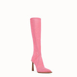 WOMEN'S FENDI High-tech, pink jacquard boots