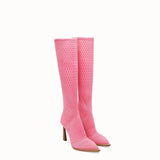 WOMEN'S FENDI High-tech, pink jacquard boots