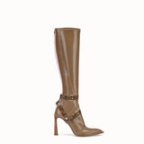 WOMEN'S FENDI Glossy beige neoprene boots