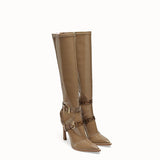WOMEN'S FENDI Glossy beige neoprene boots