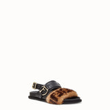 WOMEN'S FENDI SANDALS Black leather slingbacks