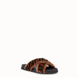 WOMEN'S FENDI Brown sheepskin slides
